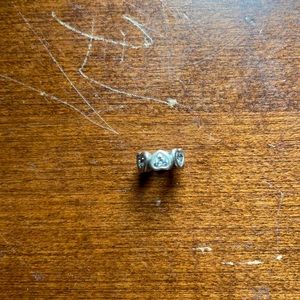 Sterling silver Pandora heart charm with clear cubic zirconia